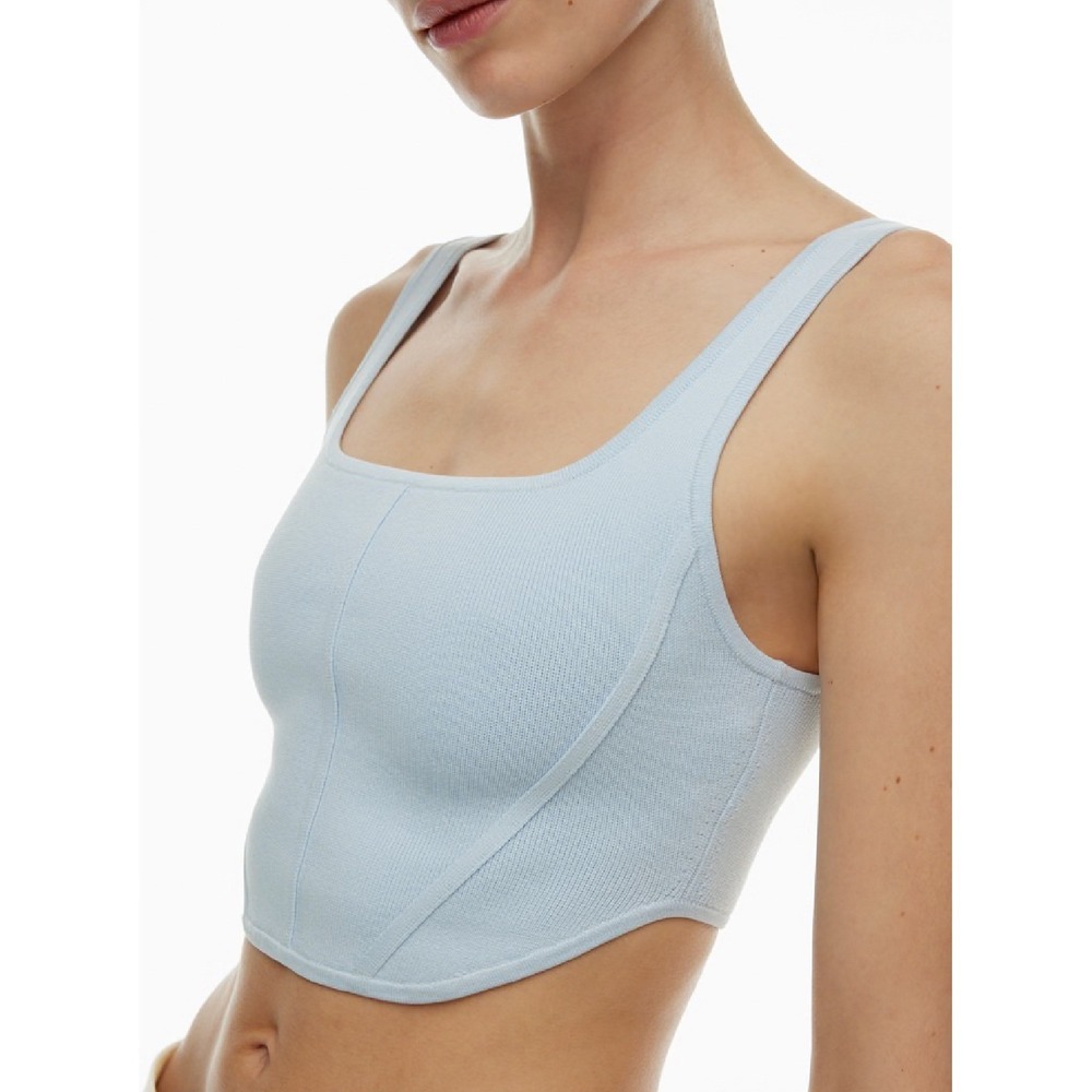 Babaton Sculpt Knit Cropped Tank Top‎ Square Neck Sleeveless tan Size L